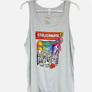 Bella + Canvas Stolichnaya Gay Pride Tank Top LG LGBT Spirit of Stonewall Vodka